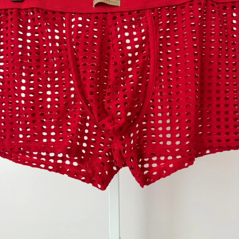 Arjen Kroo Mens Red Mesh Briefs Underwear Size 3XL‎